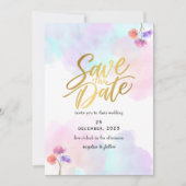 Whimsical Roze & Blauw Huwelijksuitnodigingen Kaart (Voorkant)