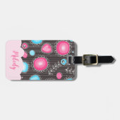 Whimsical roze blauwe harten en bloemen bloemige n bagagelabel (Voorkant horizontaal)