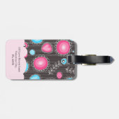 Whimsical roze blauwe harten en bloemen bloemige n bagagelabel (Achterkant horizontaal)