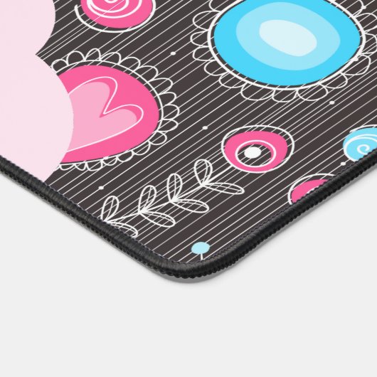 Whimsical roze blauwe harten en bloemen bloemige n bureaumat (Hoek)