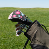 Whimsical roze blauwe harten en bloemen bloemige n golfheadcover (Insitu)