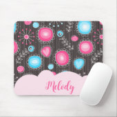 Whimsical roze blauwe harten en bloemen bloemige n muismat (Met muis)