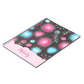 Whimsical roze blauwe harten en bloemen bloemige n notitieboek (Linkerzijde)