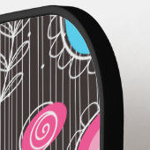 Whimsical roze blauwe harten en bloemen bloemige n pickleball paddle (Links Detail)