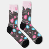 Whimsical roze blauwe harten en bloemen bloemige n sokken (Rechts)