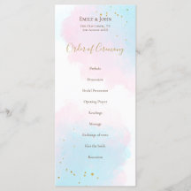 Whimsical Roze Blauwe Waterverven pastel bruiloft