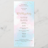 Whimsical Roze Blauwe Waterverven pastel bruiloft Programmakaart (Achterkant)