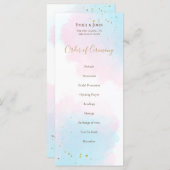 Whimsical Roze Blauwe Waterverven pastel bruiloft Programmakaart (Voorkant / Achterkant)