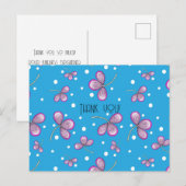 Whimsical Roze Bloem Bedankkaartje Briefkaart (Voorkant / Achterkant)