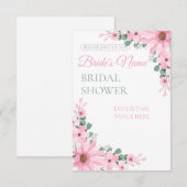 Whimsical roze bloem bruiloft uitnodiging (Voorkant / Achterkant)