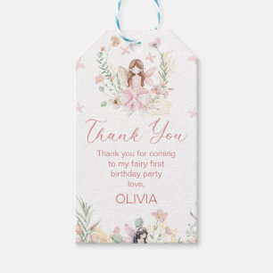 Whimsical Roze Bloemen Fairy Verjaardag Gift Label Cadeaulabel