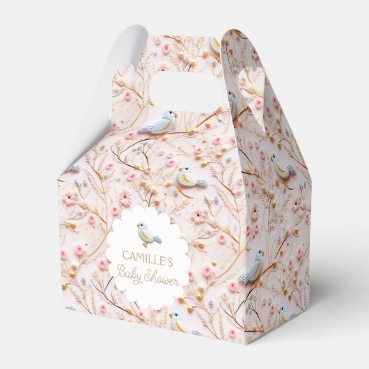 Whimsical Roze Bloemen Meisje Baby shower Bedankdoosjes (Achterkant)