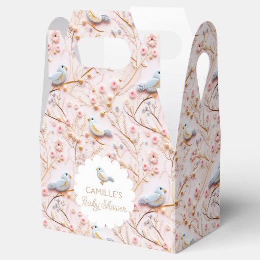 Whimsical Roze Bloemen Meisje Baby shower Bedankdoosjes (Geopend)