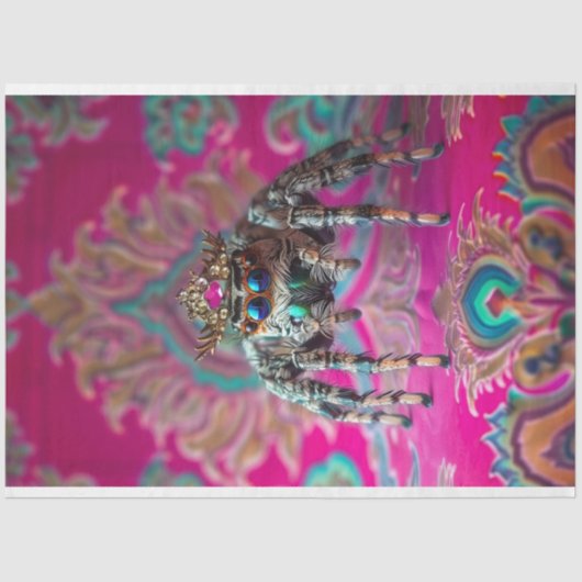 Whimsical Roze  Bloemen Peacock Spider Art Tissuepapier (Voorkant)