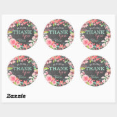 Whimsical roze bloemenkrans krijtbord dank u ronde sticker (Vel)