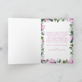 Whimsical Roze Botanicals Foto Kerstmis Gevouwen Kaart (Binnen)