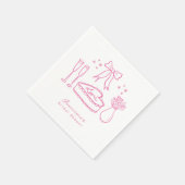Whimsical Roze Bow Cake Champagne Vrijgezellenfees Servet (Hoek)
