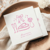 Whimsical Roze Bow Cake Champagne Vrijgezellenfees Servet