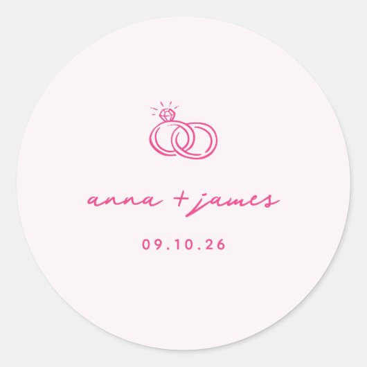 Whimsical roze bruiloft envelop zegel (Voorkant)