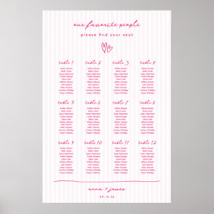 Whimsical roze bruiloft zitschema poster