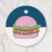 Whimsical Roze Burger Verjaardagsfeest Bedankjes Labels (Voorkant)