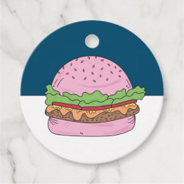 Whimsical Roze Burger Verjaardagsfeest Bedankjes Labels