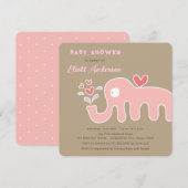 Whimsical Roze Cartoon Olifant Meisje Baby shower Kaart (Voorkant / Achterkant)
