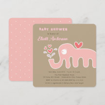 Whimsical Roze Cartoon Olifant Meisje Baby shower