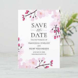 Whimsical Roze Cherry Blossom Botanisch Save The Date