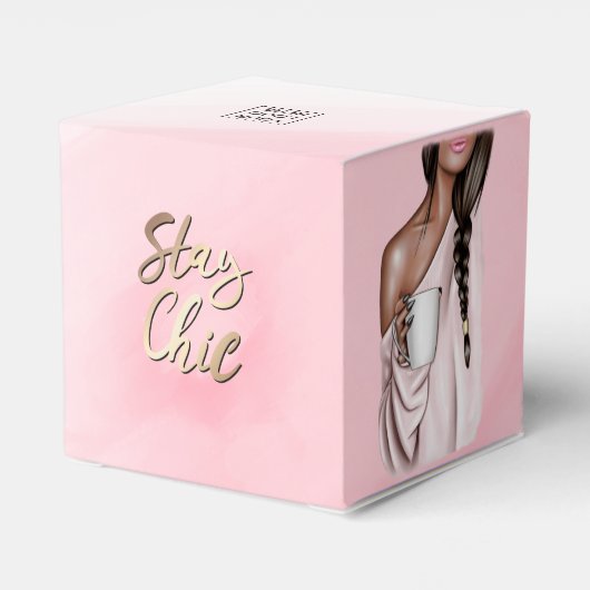 Whimsical Roze Corporate Koffiemeisje Bedankdoosjes (Achterkant)