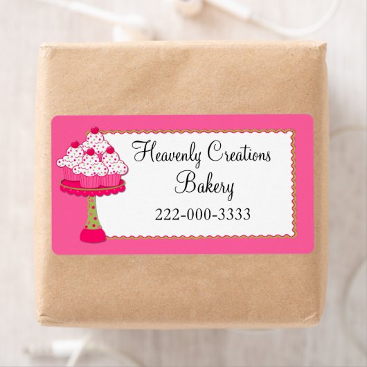 Whimsical Roze Cupcakes Custom Bakkerij Label (Insitu)