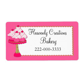 Whimsical Roze Cupcakes Custom Bakkerij Label