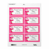 Whimsical Roze Cupcakes Custom Bakkerij Label (Full Sheet)