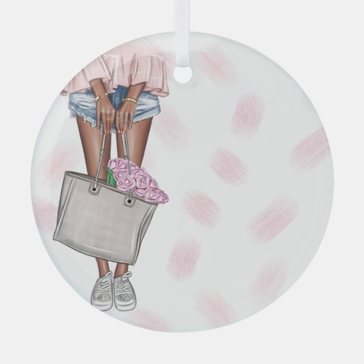 Whimsical Roze Dame Glas Ornament (Voorkant)