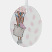 Whimsical Roze Dame Glas Ornament (Voorkant Rechts)