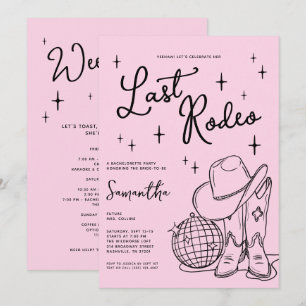 Whimsical Roze Disco Laatste Rodeo Bachelorette Fe Kaart