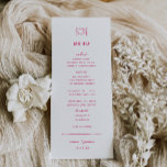 Whimsical roze doedel bruiloft menu<br><div class="desc">Whimsical Dinner setting Doodle,  huwelijksmenu. Kenmerken,  Cerise Pink Typografie met lichtroze streeppatroon achterkant.</div>