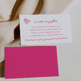 Whimsical roze doedel een briefje op geschenken informatiekaartje