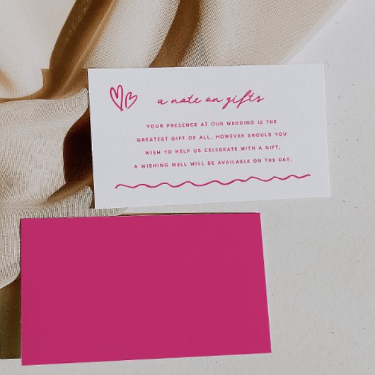 Whimsical roze doedel een briefje op geschenken informatiekaartje