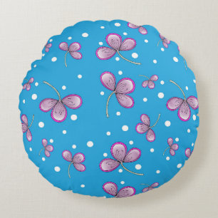Whimsical Roze Drie-Petal Ronde Sierkussen Rond Kussen