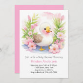 Whimsical Roze Eend Waterverf Meisje Baby shower Kaart (Voorkant / Achterkant)