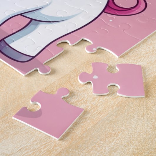 Whimsical Roze Eenhoorn Gepersonaliseerde Kinderen Legpuzzel (Zijkant)