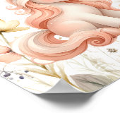 Whimsical roze eenhoorn wilde bloem poster (Hoek)