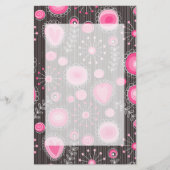 Whimsical roze en blauwe harten en bloemen briefpapier (Voorkant)