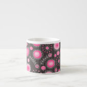 Whimsical roze en blauwe harten en bloemen espresso kop (Voorkant)