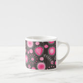 Whimsical roze en blauwe harten en bloemen espresso kop (Rechts)