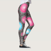 Whimsical roze en blauwe harten en bloemen leggings (Rechts)