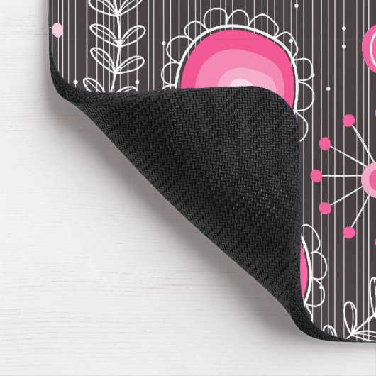 Whimsical roze en blauwe harten en bloemen muismat (Hoek)