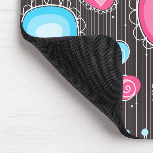 Whimsical roze en blauwe harten en bloemen muismat (Hoek)