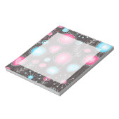 Whimsical roze en blauwe harten en bloemen notitieblok (Linkerzijde)